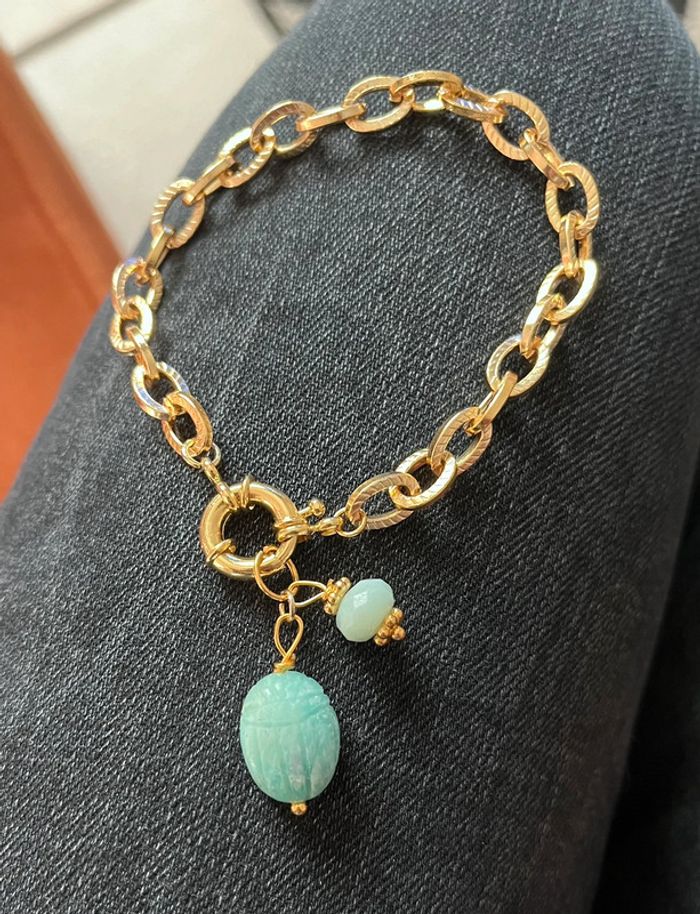 Bracelet amulette scarabée Amazonite - photo numéro 3