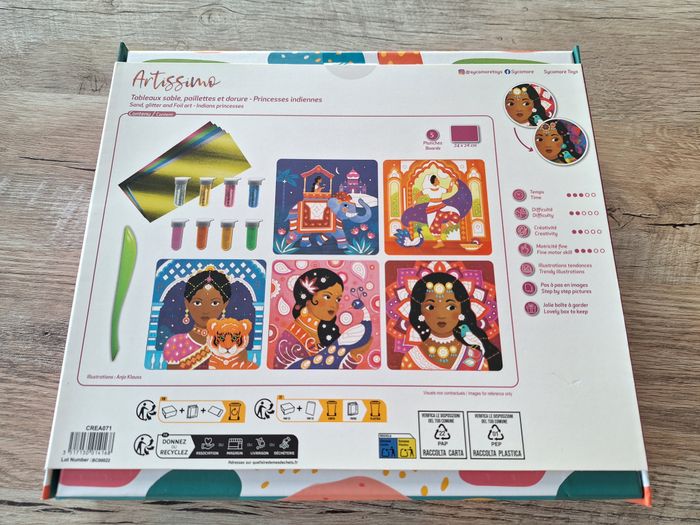 artissimo tableaux de sable paillettes et dorure - princesses indiennes - neuf - photo numéro 2