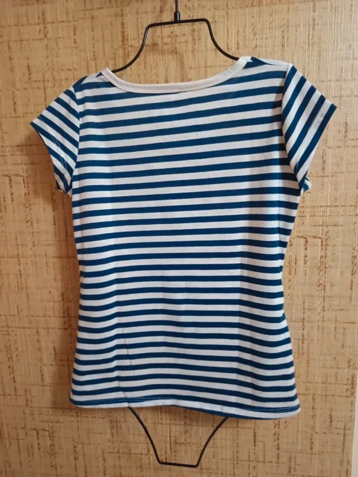 T-shirt rayé bleu et blanc Cache Cache - Taille 1 (S) - photo numéro 2