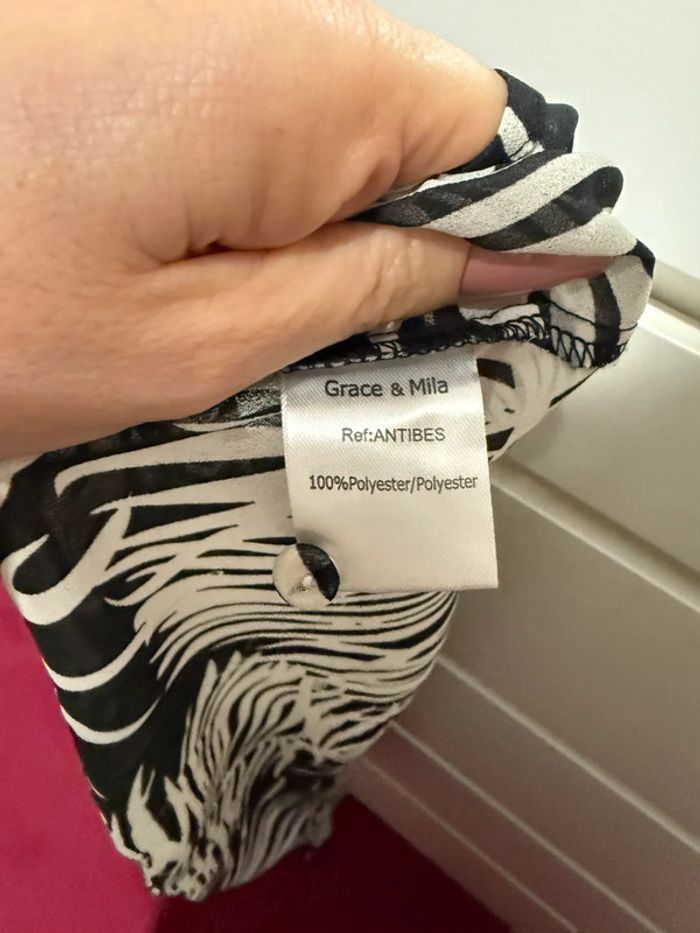 Blouse semi transparente motif tropical grace&mila M - photo numéro 9