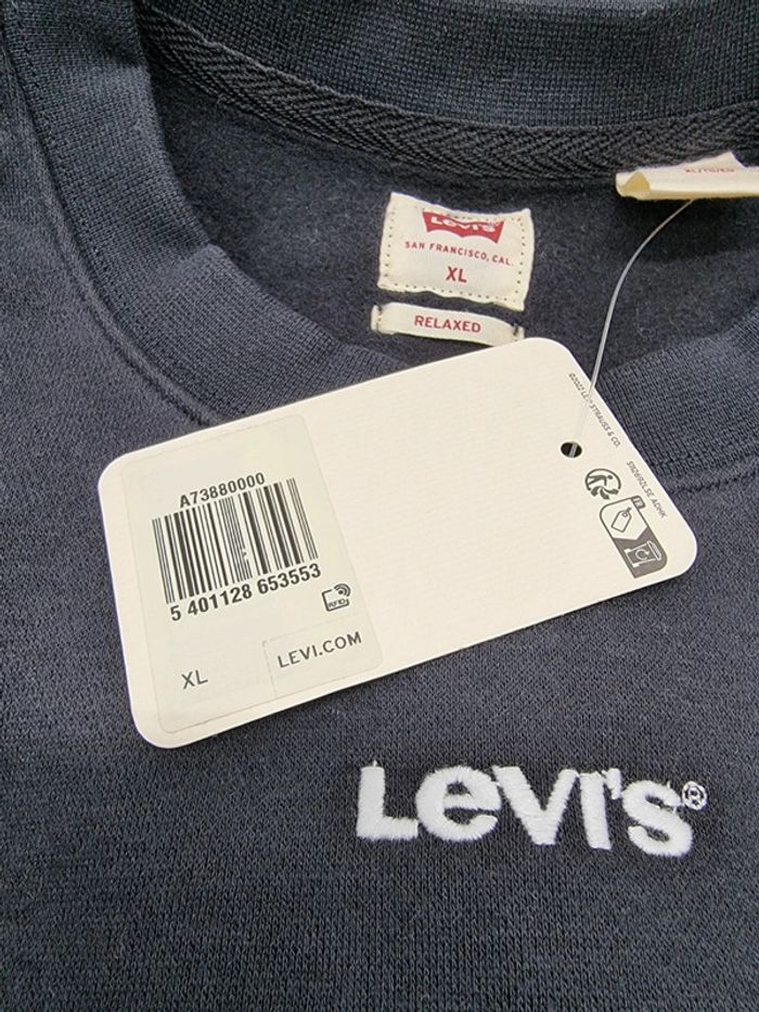 LEVI'S sweat polaire à col Rond bordeaux et noir * taille XL * - photo numéro 6