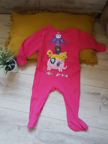 Pyjama 6 mois coton mi saison rose fuchia animaux