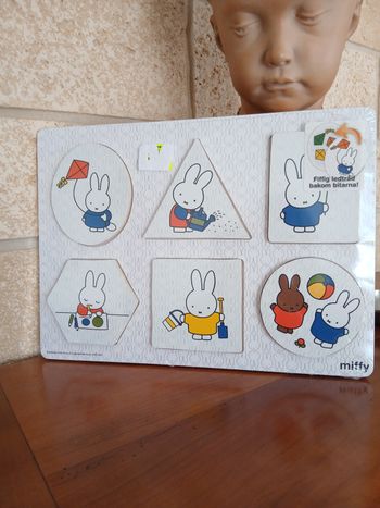 Neuf/ MIFFY: Puzzle des formes en bois *motifs recto-verso