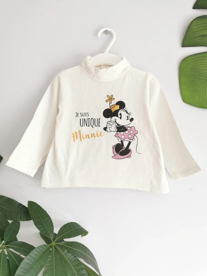 Tee-shirt col roulé Minnie "Je suis unique" Disney 24 Mois