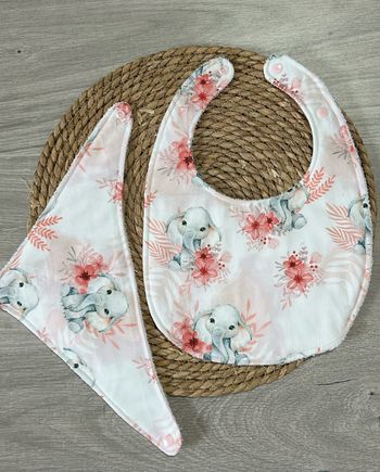 Lot 2 bavoirs animaux éléphant fait main