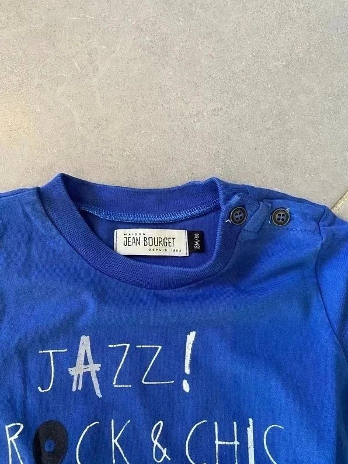 T-shirt Bleu Marine avec sérigraphie "Jazz ! Rock - Jean Bourget - Manches Courtes - 18 mois - photo numéro 2