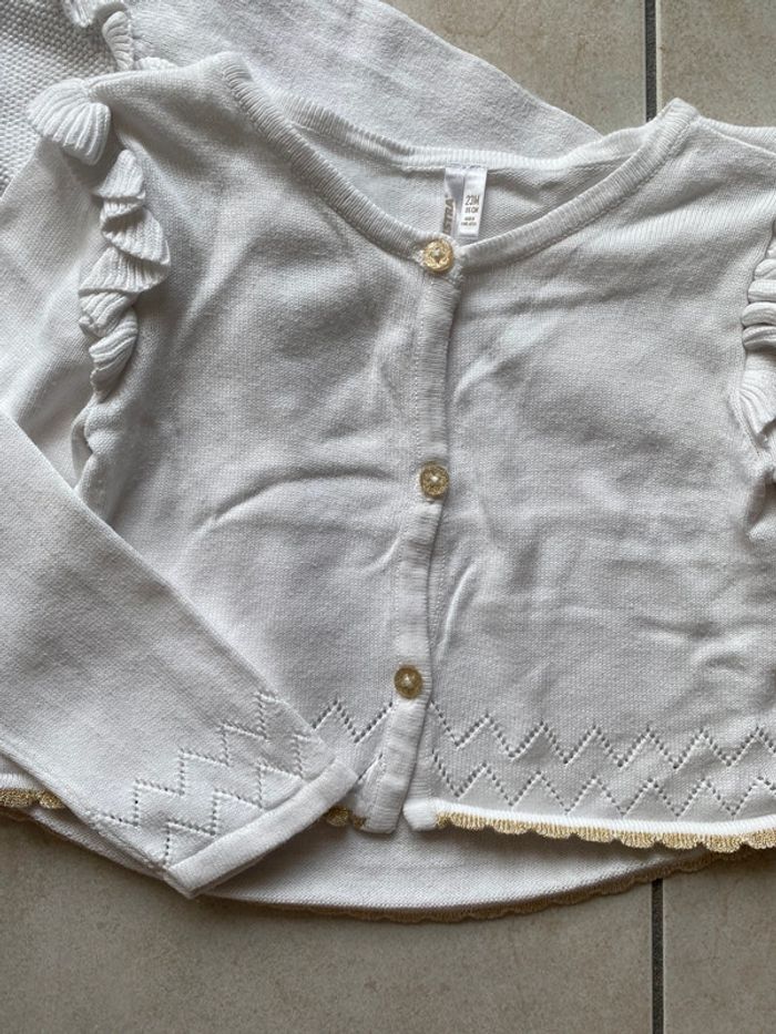 Lot de 2 gilets cardigans blanc fille 23 mois - photo numéro 3