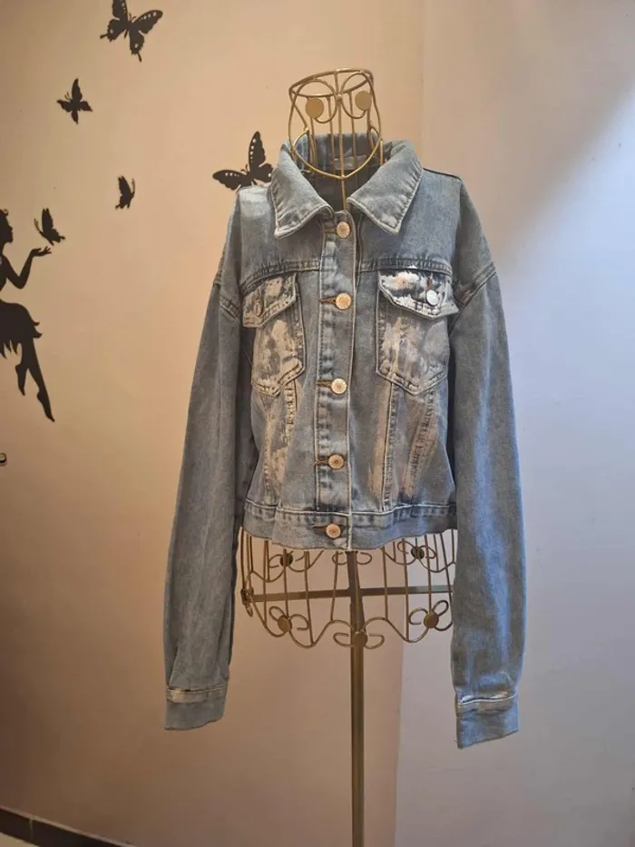 Veste courte en jeans & argentée - Esther.H