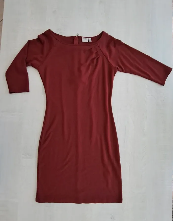 Robe basique - Esprit - Bordeaux - taille S - manches 3/4 - 100% coton