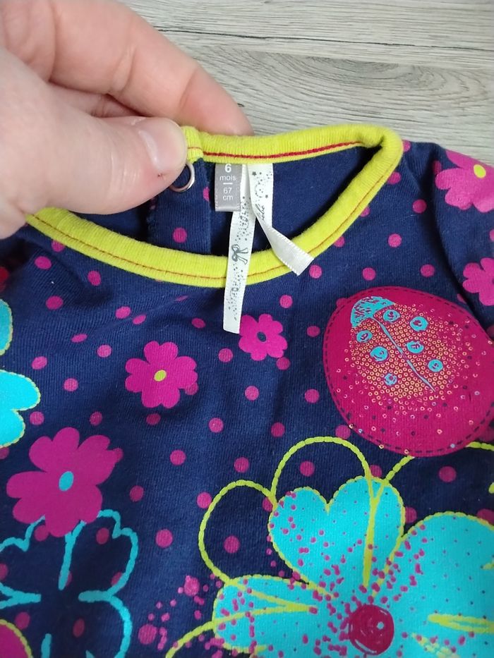 Tee-shirt manches longues floral 6 mois fille - photo numéro 2