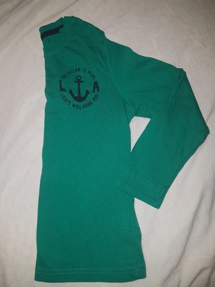 Tee shirt manches longues vert ancre lupilu the ocean is mine 4/6 ans