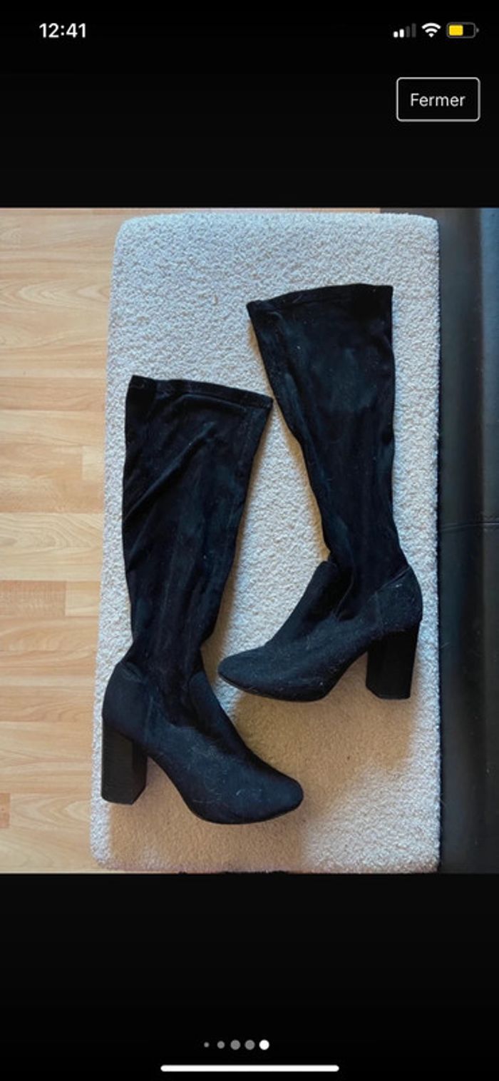 Bottes hautes en daim noir - photo numéro 3