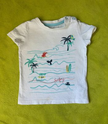 Tee shirt blanc à motifs 12 mois