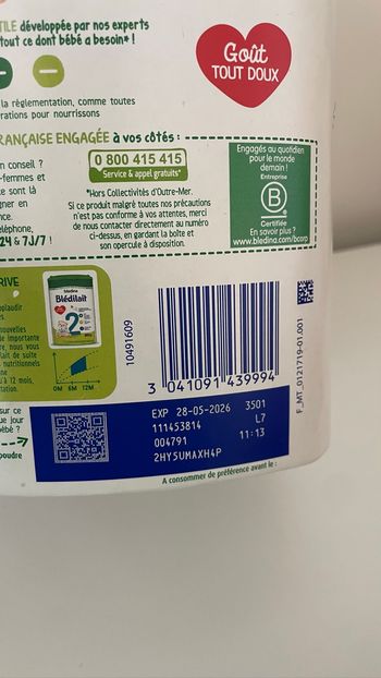Vends 1 boîte de lait infantile Blédilait NEUVE sous blister
