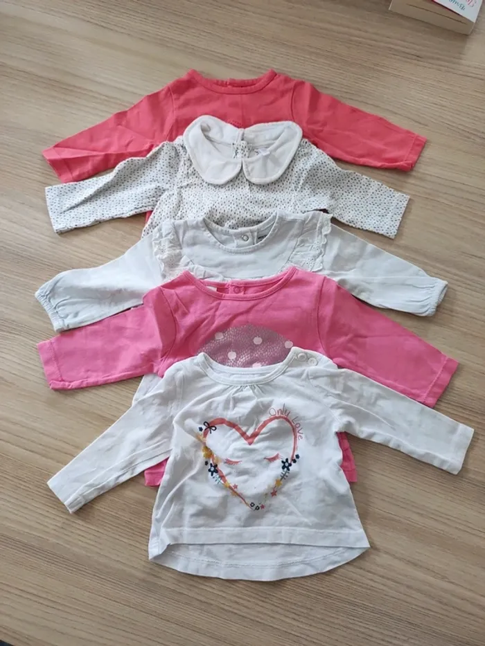 Lot 5 t-shirts manches longues 3 mois