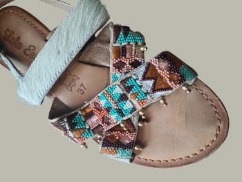 Sandales Lola Espeleta cuir et perles bohème ethnique – T. 37