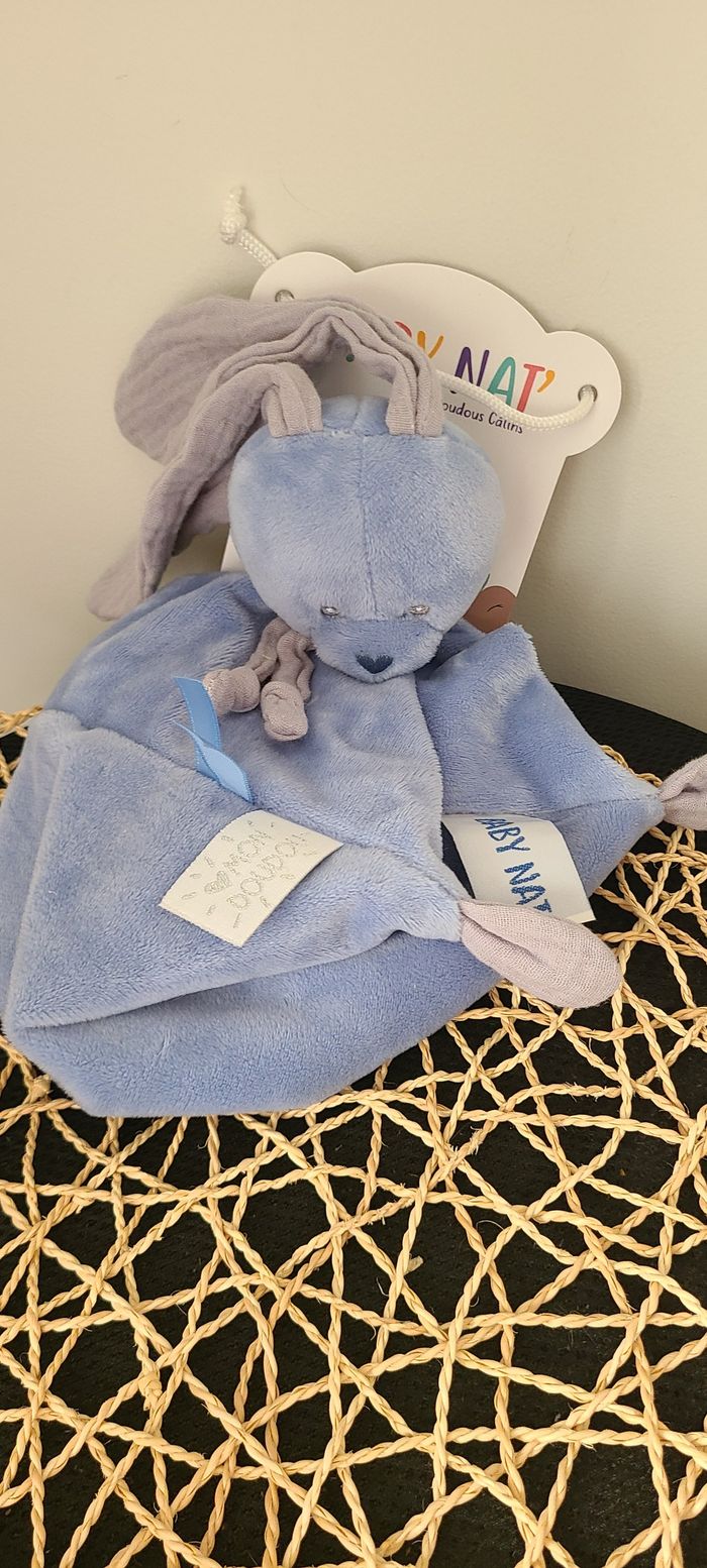 Doudou plat lapin - Baby Nat' Bleu - photo numéro 3