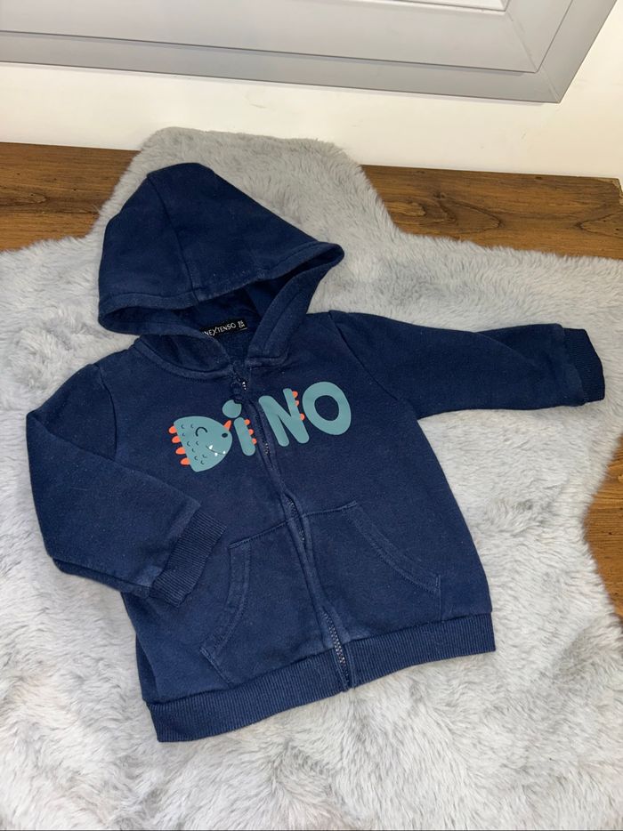 Gilet à zip bleu dinosaures - 18 mois - In extenso