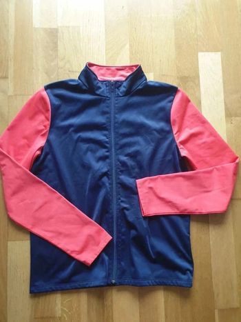 Sweat zippé sans capuche 14 ans decathlon bicolore rouge et bleu marine