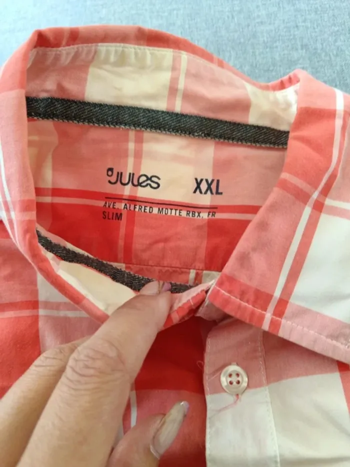 C59 chemise carreaux corail XXL - photo numéro 3