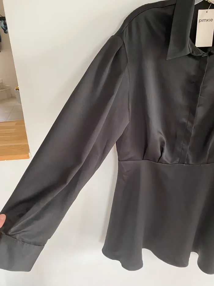 Robe chemise satiné noir pimkie - photo numéro 3