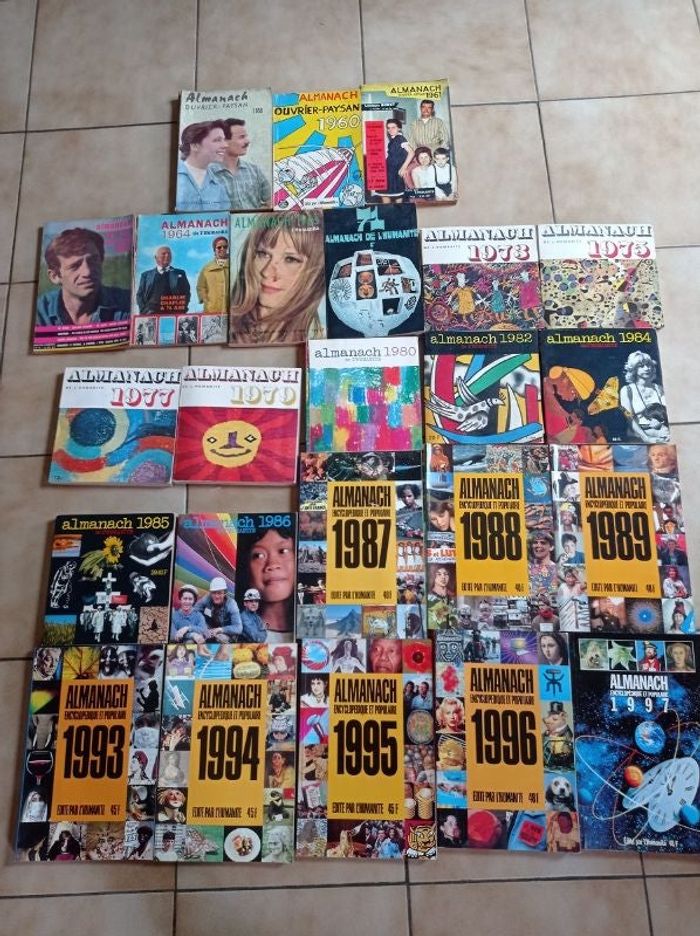 Lot de 24 almanachs de l'humanité - Anciens 1958 à 1997