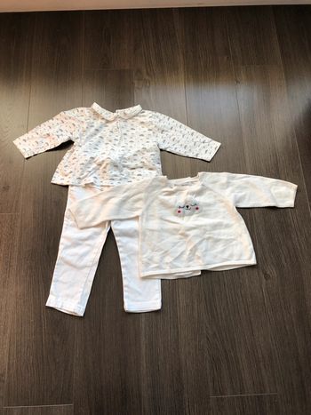 Ensemble Bout’chou blanc, gris et rouge 12 mois