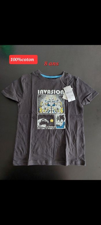 T-shirt écrit invasion garçon 8ans