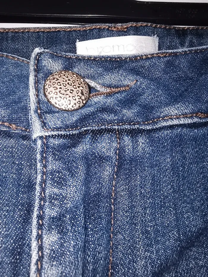 Jean 7/8ème Promod - Effet déchiré & ourlet léopard - Taille 38 - photo numéro 3