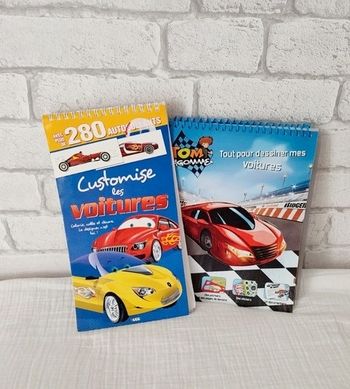 Lot livres pochoirs et stickers voiture