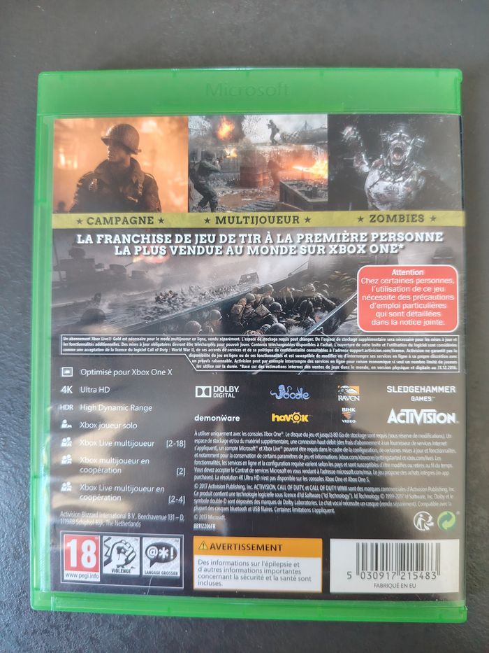 Boîtier Call of duty WWII xbox one - photo numéro 3