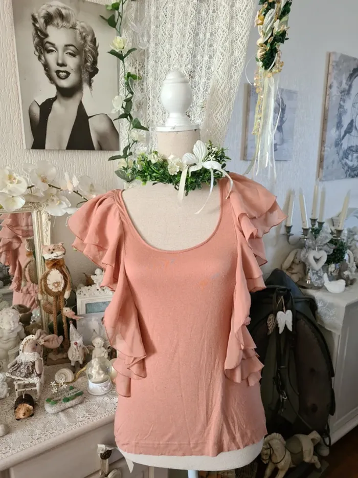 Blouse marron volanté H & M Taille S