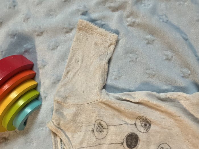 pyjama grenouillère en velours gris clair ouverture devant 1 mois vertbaudet - photo numéro 7