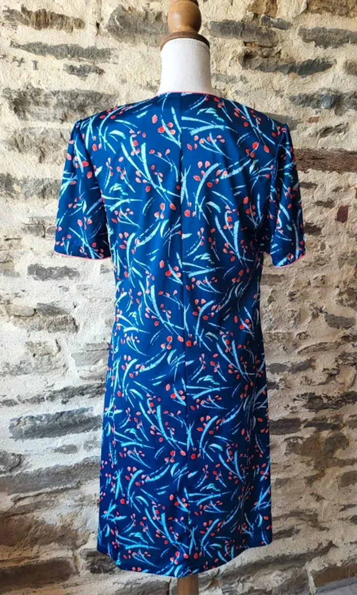 Robe vintage bleue et corail Charmance Taille 38 - photo numéro 5