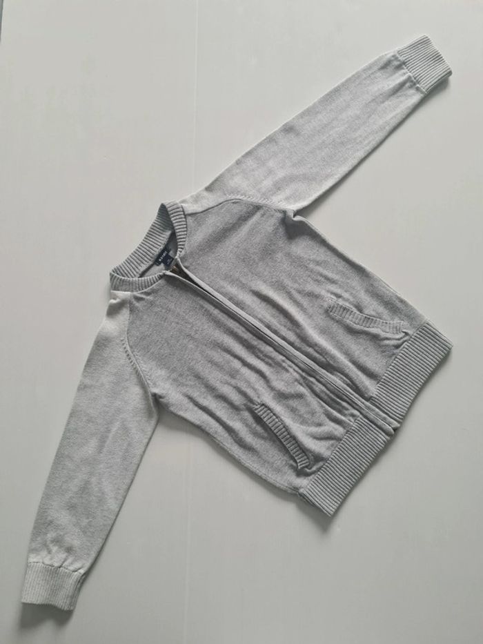 Gilet zippé fine maille, 2 tons de gris, garçon 5 ans - photo numéro 2