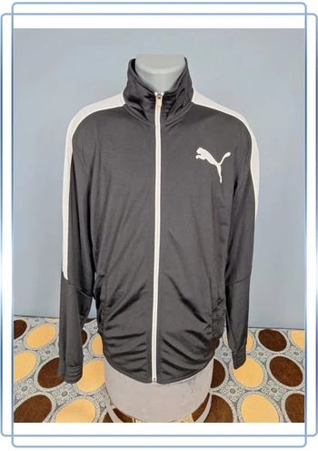 veste légère / Track jacket puma vintage/ homme noir et blanc - taille L - floqué (396)