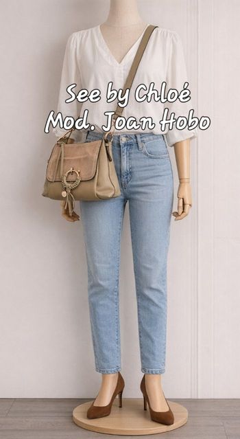 See by Chloé- Modèle Joan Hobo- Beige/Crème -Porté Epaule ou Main-100%Cuir en BE