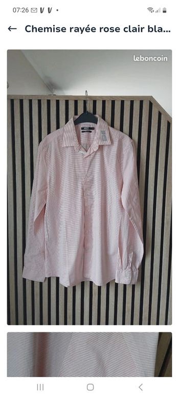 Chemise rayée rose clair et blanc Brice  T M