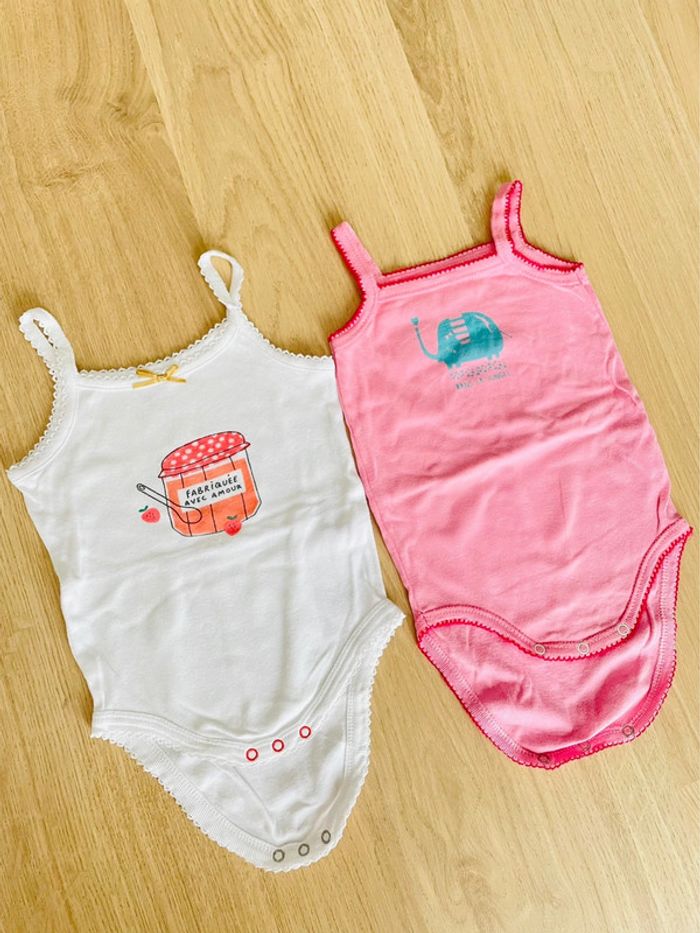 Lot de 2 bodies bébé fille 12 mois rose blanc