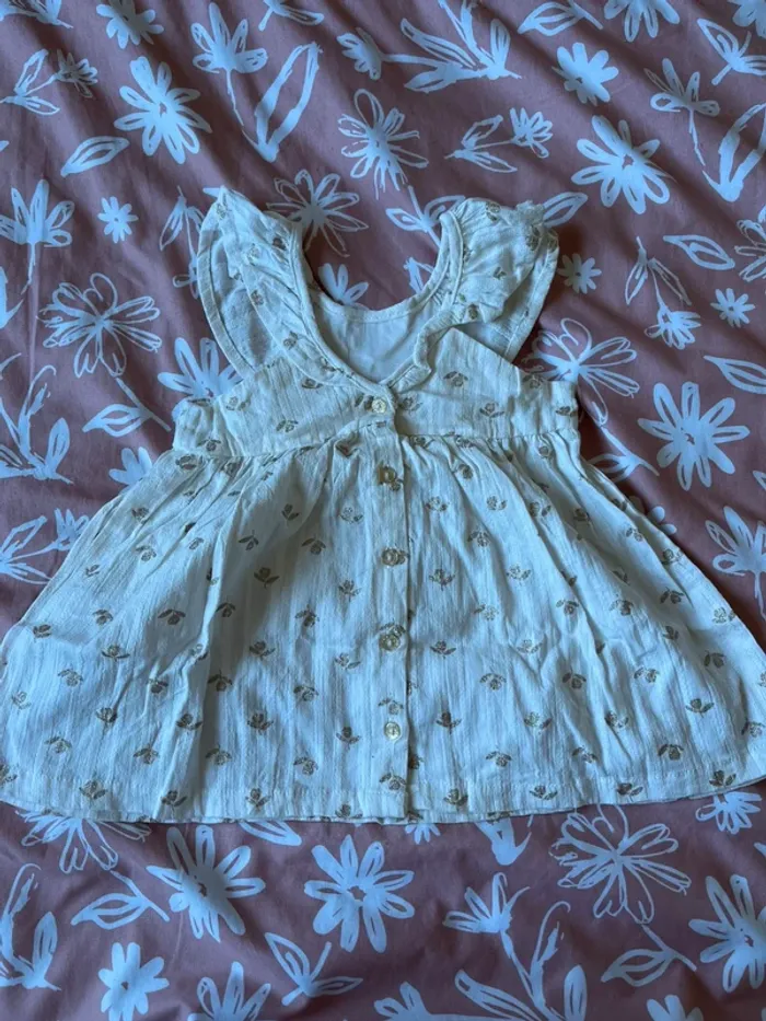 Robe blanche et dorée 6 mois du pareil au même - photo numéro 2