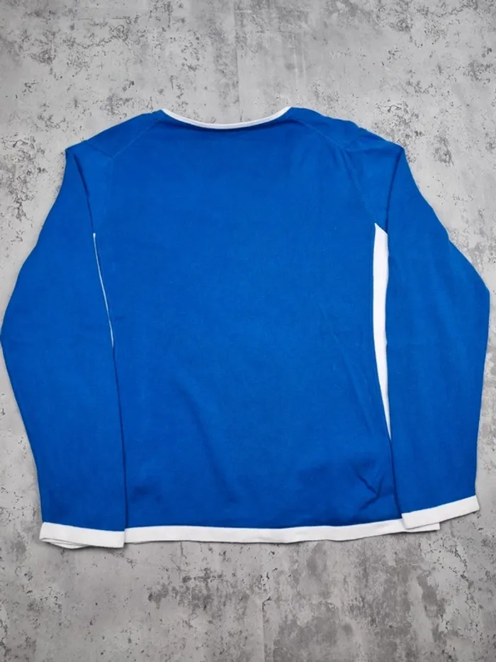 Pull col V Tommy Hilfiger Bleu – Taille XL Femme (mesures en photos) - photo numéro 4
