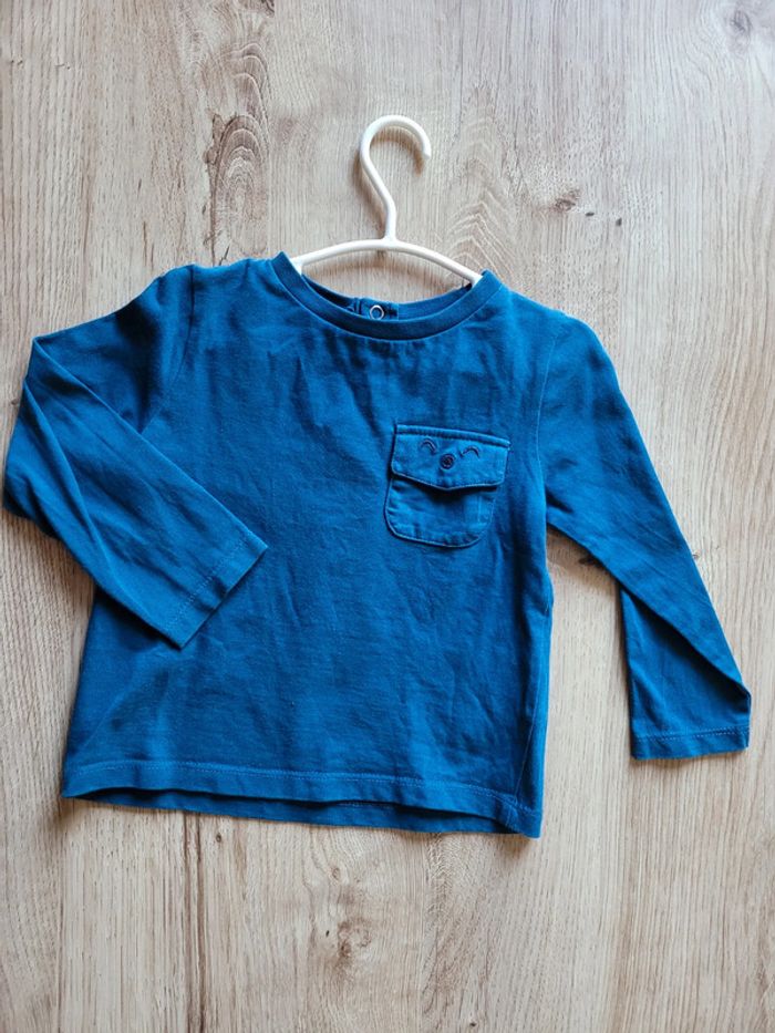 T-shirt uni bleu 18 mois