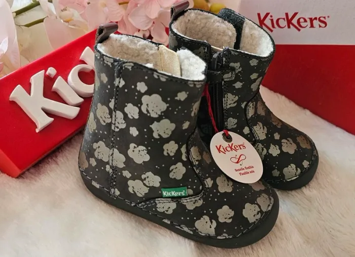 Bottes Bottines Cuir Zip Fourrées Semelle Flexible Kickers T21