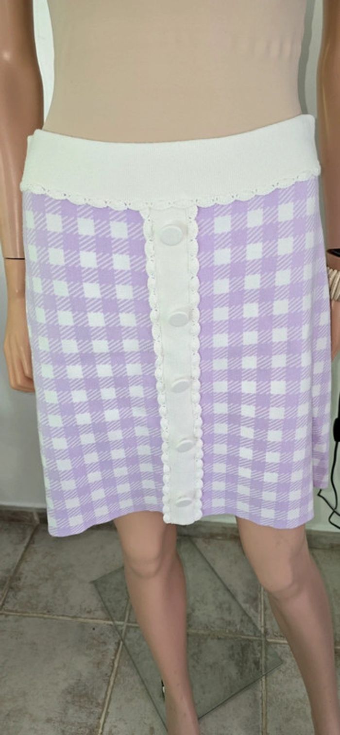 Jupe Maje Jimmy parme gingham Taille 40 - photo numéro 6