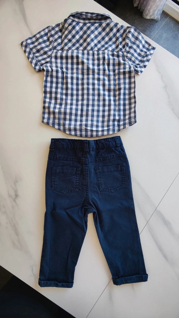 Ensemble chemise manches courtes / pantalon toile - photo numéro 2