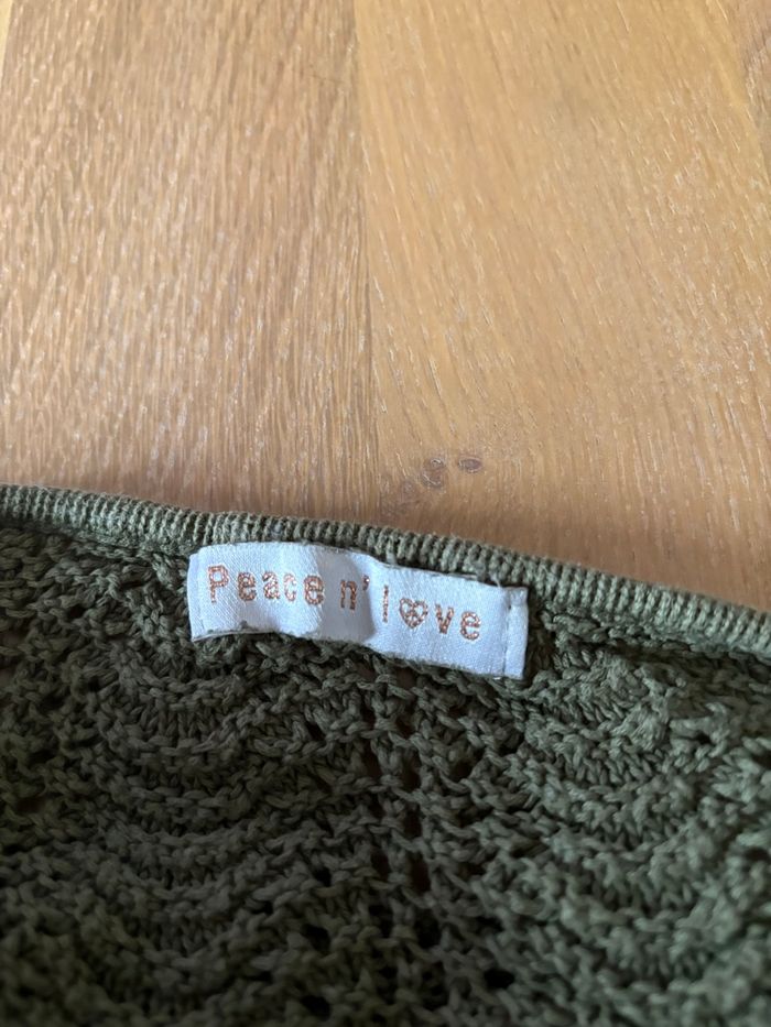 Pull en maille kaki ajouré - photo numéro 3