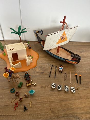 Lot Playmobil Égypte : bateau + pilleurs Égyptien