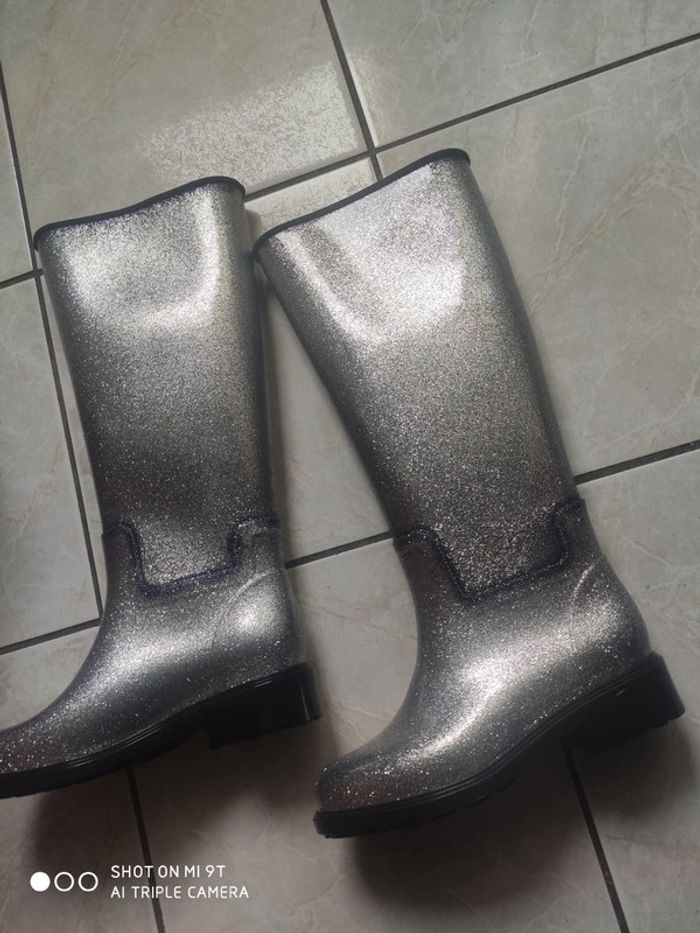 Grande bottes de pluie argenté 35/36 - photo numéro 2