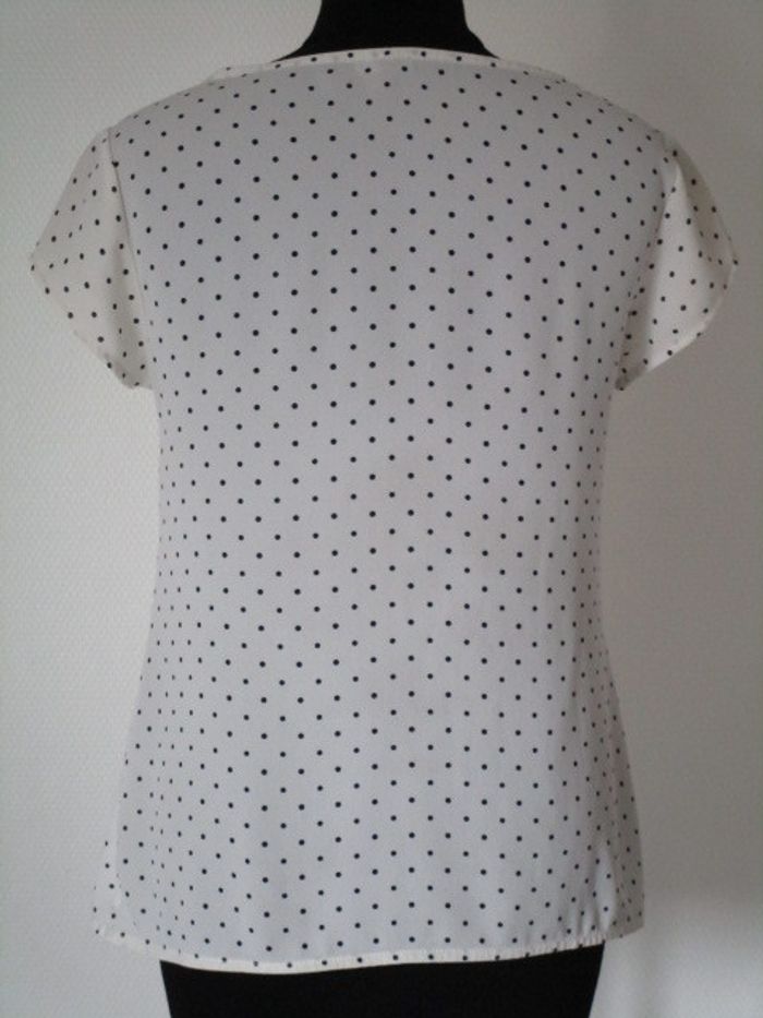 Blouse crème pois marine Nina Kalio 36 TBE - photo numéro 6