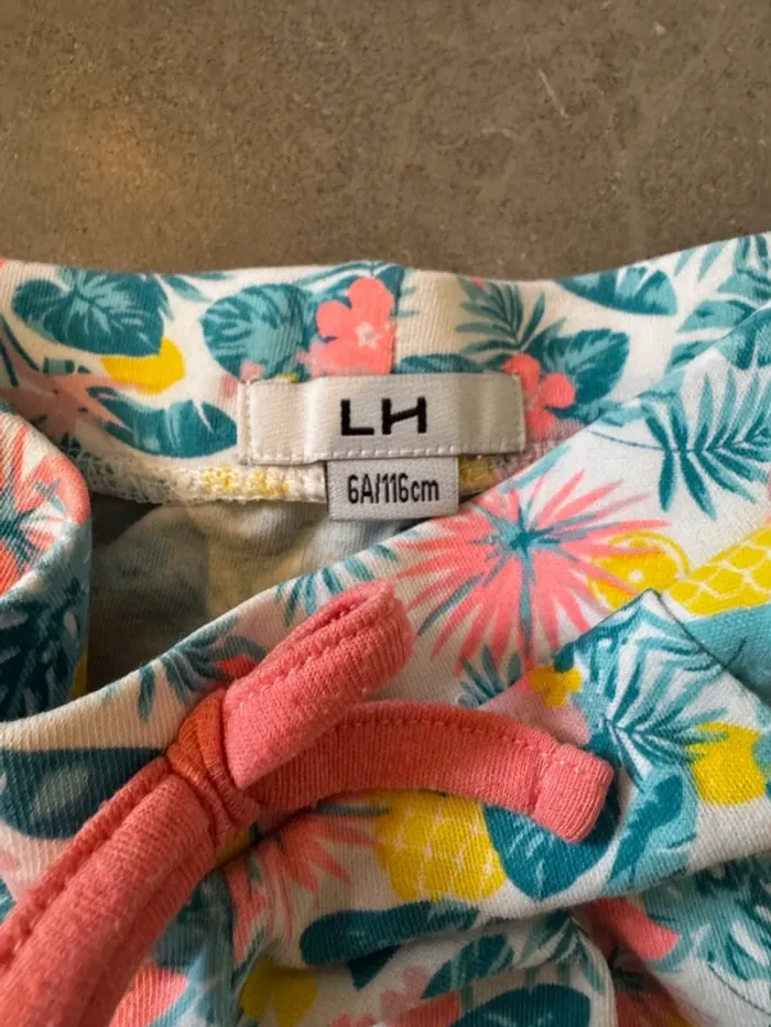 Short souple avec noeud & 2 poches - LH - Fleurs, Palmes, Feuilles - 6ans - photo numéro 2